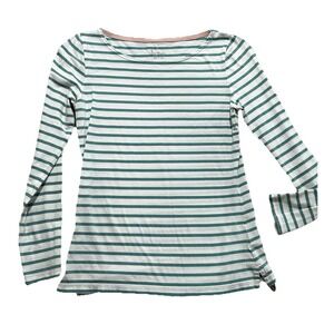 Boden Green White Stripe Long Sleeve Shirt Size Missing, Runs Like Small